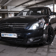 Nissan Teana J32 - установка светодиодных линз, покрас фар в черный мат