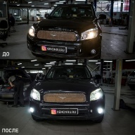 Toyota RAV4 - улучшение света фар. Замена штатных выгоревших линз на BI-LED Aozoom A3+