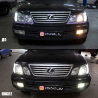 Lexus LX470 - замена штатных линз на яркие светодиодные модули Aozoom