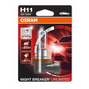 Галогенная лампа H11 Osram Night Breaker Unlimited +110% (64211NBU-01B) Галогеновая лампа H11 OSRAM Night Breaker Unlimited 64211NBU-01B